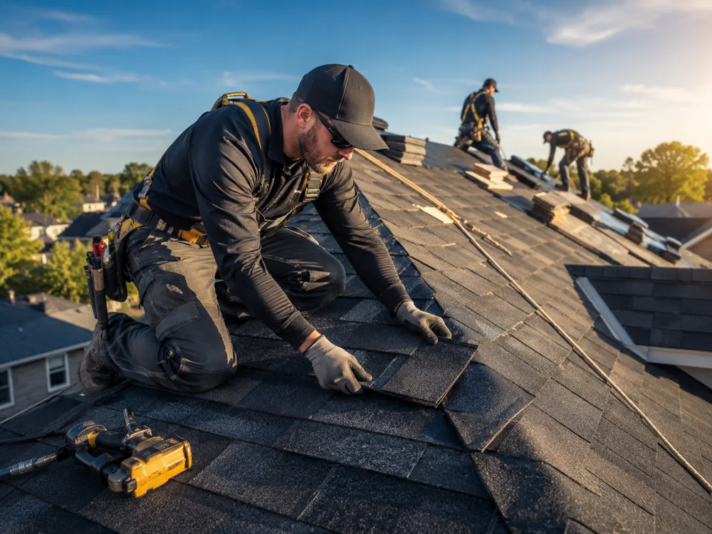 Divine Design Roofing crew installing a new roof in North Texas